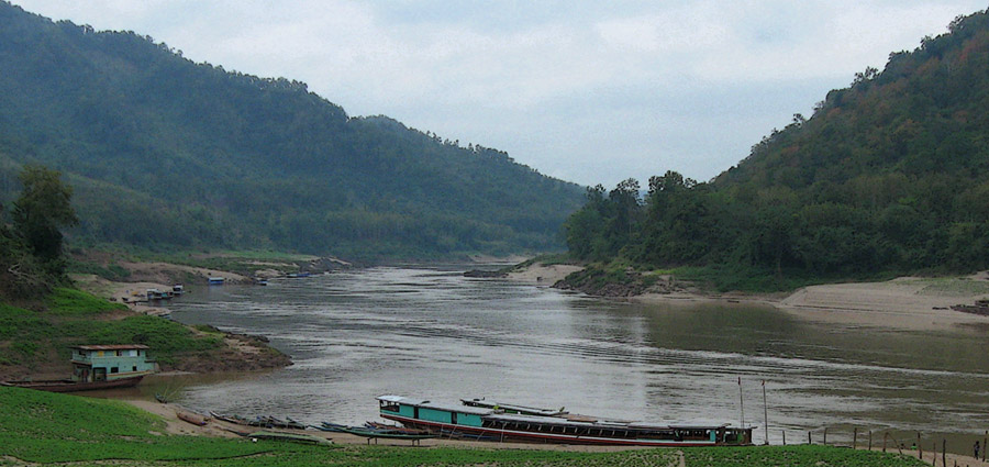A view from a mekong riverside village in northern Laos